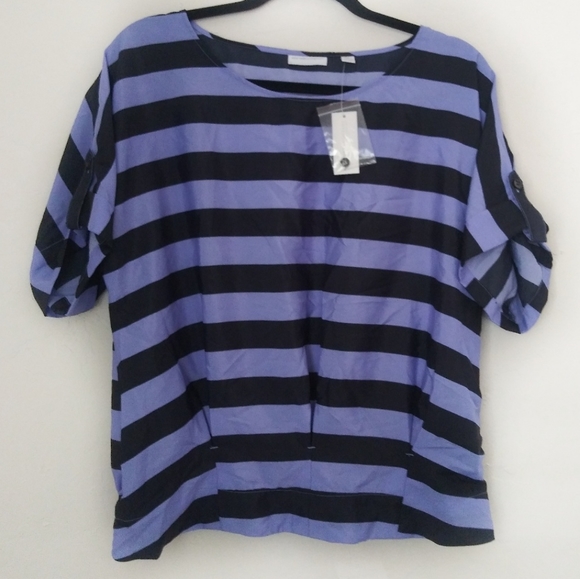New York & Company Tops - New York & Company Blue Striped Blouse Size M